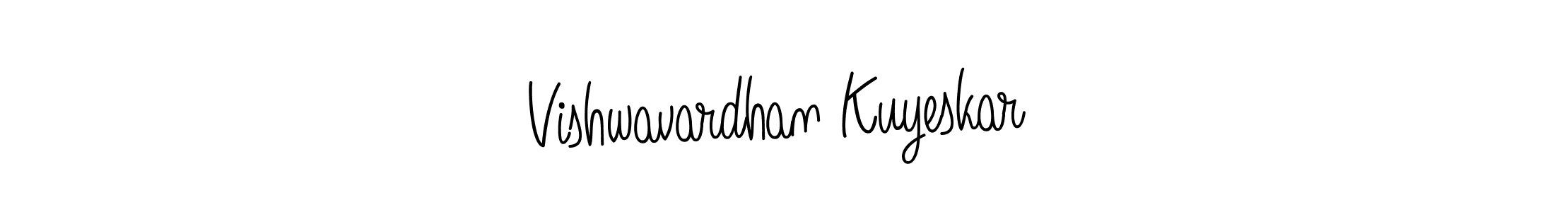 The best way (Angelique-Rose-font-FFP) to make a short signature is to pick only two or three words in your name. The name Vishwavardhan Kuyeskar include a total of six letters. For converting this name. Vishwavardhan Kuyeskar signature style 5 images and pictures png