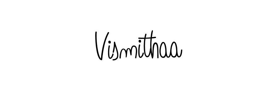 Make a beautiful signature design for name Vismithaa. With this signature (Angelique-Rose-font-FFP) style, you can create a handwritten signature for free. Vismithaa signature style 5 images and pictures png
