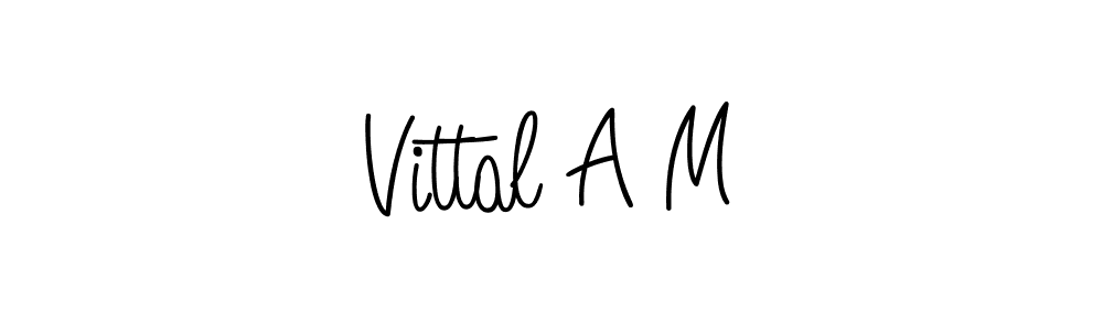 Use a signature maker to create a handwritten signature online. With this signature software, you can design (Angelique-Rose-font-FFP) your own signature for name Vittal A M. Vittal A M signature style 5 images and pictures png