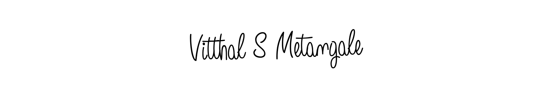 You should practise on your own different ways (Angelique-Rose-font-FFP) to write your name (Vitthal S Metangale) in signature. don't let someone else do it for you. Vitthal S Metangale signature style 5 images and pictures png