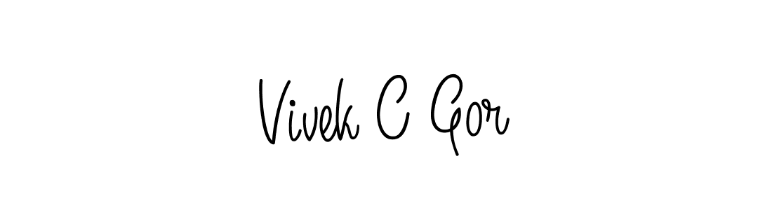 The best way (Angelique-Rose-font-FFP) to make a short signature is to pick only two or three words in your name. The name Vivek C Gor include a total of six letters. For converting this name. Vivek C Gor signature style 5 images and pictures png