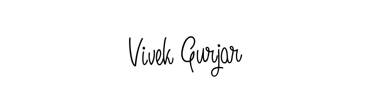 You should practise on your own different ways (Angelique-Rose-font-FFP) to write your name (Vivek Gurjar) in signature. don't let someone else do it for you. Vivek Gurjar signature style 5 images and pictures png