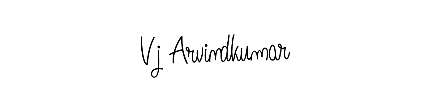 Use a signature maker to create a handwritten signature online. With this signature software, you can design (Angelique-Rose-font-FFP) your own signature for name Vj Arvindkumar. Vj Arvindkumar signature style 5 images and pictures png