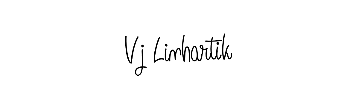 How to make Vj Linhartik name signature. Use Angelique-Rose-font-FFP style for creating short signs online. This is the latest handwritten sign. Vj Linhartik signature style 5 images and pictures png