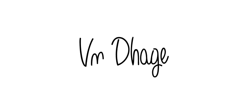 How to make Vn Dhage name signature. Use Angelique-Rose-font-FFP style for creating short signs online. This is the latest handwritten sign. Vn Dhage signature style 5 images and pictures png