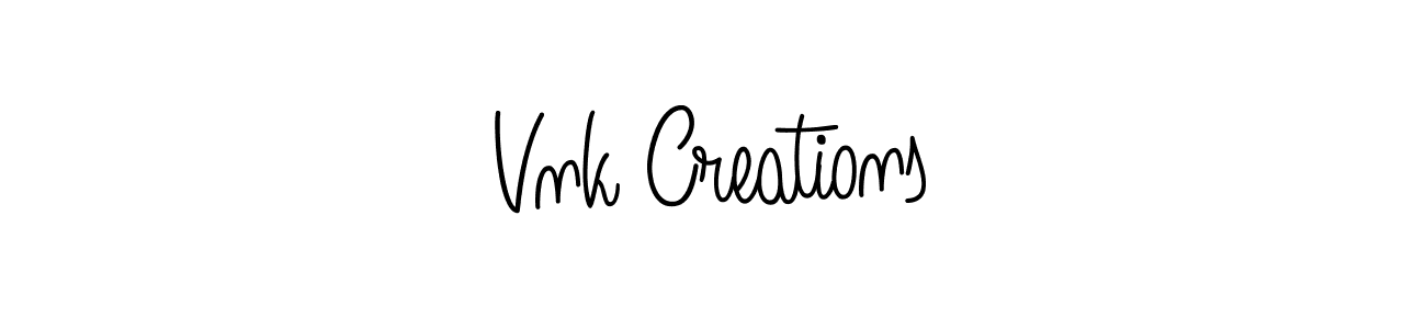 The best way (Angelique-Rose-font-FFP) to make a short signature is to pick only two or three words in your name. The name Vnk Creations include a total of six letters. For converting this name. Vnk Creations signature style 5 images and pictures png