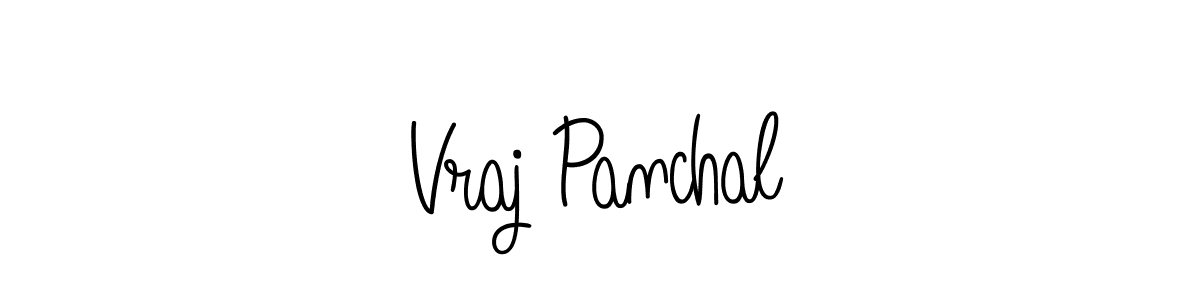 You should practise on your own different ways (Angelique-Rose-font-FFP) to write your name (Vraj Panchal) in signature. don't let someone else do it for you. Vraj Panchal signature style 5 images and pictures png