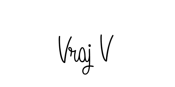 The best way (Angelique-Rose-font-FFP) to make a short signature is to pick only two or three words in your name. The name Vraj V include a total of six letters. For converting this name. Vraj V signature style 5 images and pictures png