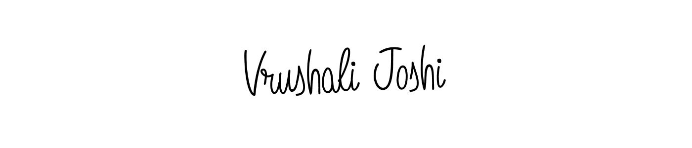 You should practise on your own different ways (Angelique-Rose-font-FFP) to write your name (Vrushali Joshi) in signature. don't let someone else do it for you. Vrushali Joshi signature style 5 images and pictures png