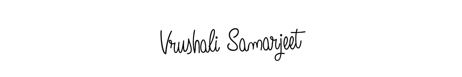 How to make Vrushali Samarjeet name signature. Use Angelique-Rose-font-FFP style for creating short signs online. This is the latest handwritten sign. Vrushali Samarjeet signature style 5 images and pictures png