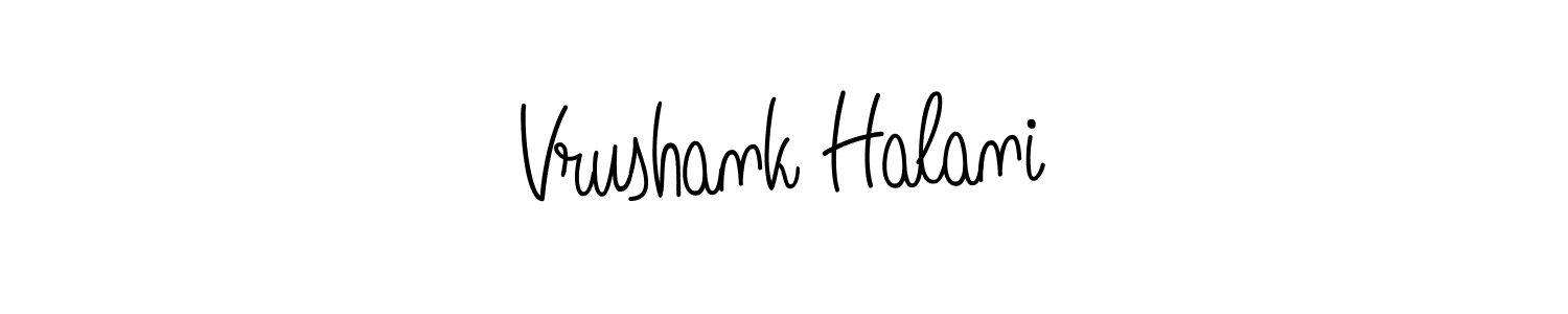 How to make Vrushank Halani name signature. Use Angelique-Rose-font-FFP style for creating short signs online. This is the latest handwritten sign. Vrushank Halani signature style 5 images and pictures png