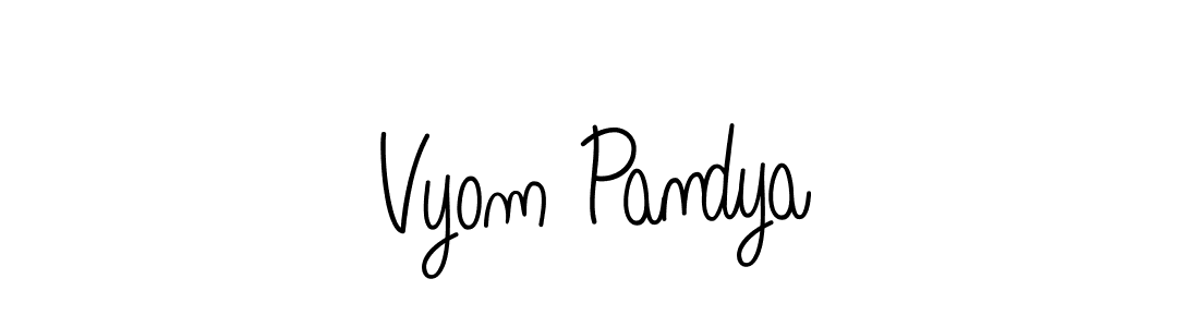 The best way (Angelique-Rose-font-FFP) to make a short signature is to pick only two or three words in your name. The name Vyom Pandya include a total of six letters. For converting this name. Vyom Pandya signature style 5 images and pictures png