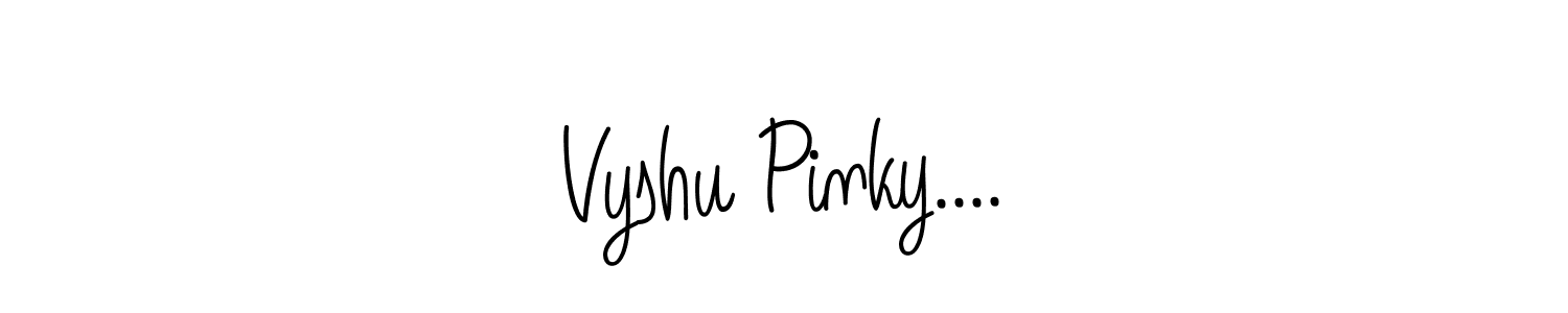 Similarly Angelique-Rose-font-FFP is the best handwritten signature design. Signature creator online .You can use it as an online autograph creator for name Vyshu Pinky..... Vyshu Pinky.... signature style 5 images and pictures png