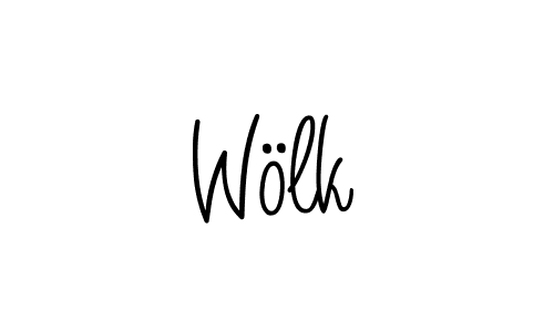 You should practise on your own different ways (Angelique-Rose-font-FFP) to write your name (Wölk) in signature. don't let someone else do it for you. Wölk signature style 5 images and pictures png