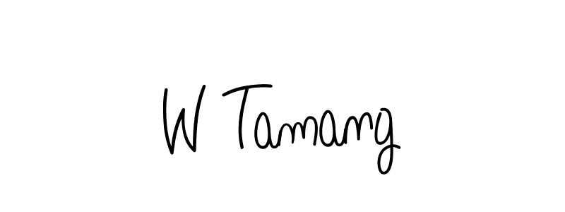 How to make W Tamang name signature. Use Angelique-Rose-font-FFP style for creating short signs online. This is the latest handwritten sign. W Tamang signature style 5 images and pictures png