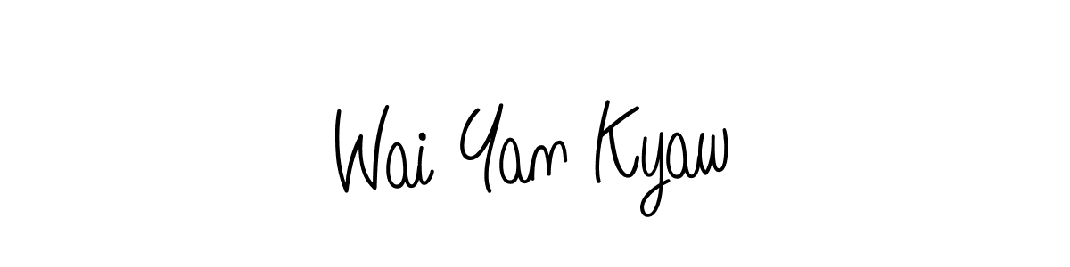 You should practise on your own different ways (Angelique-Rose-font-FFP) to write your name (Wai Yan Kyaw) in signature. don't let someone else do it for you. Wai Yan Kyaw signature style 5 images and pictures png