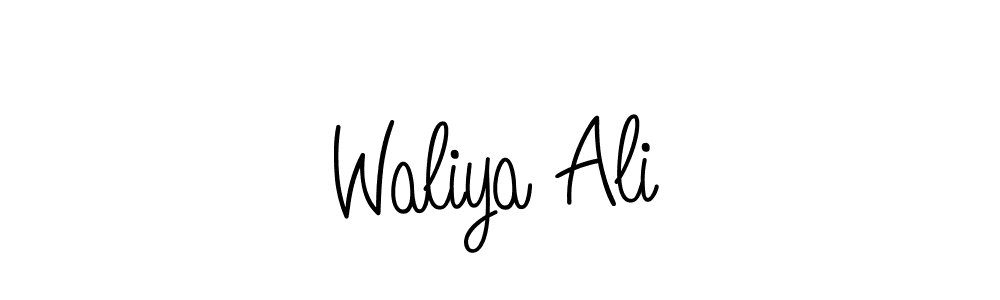 You should practise on your own different ways (Angelique-Rose-font-FFP) to write your name (Waliya Ali) in signature. don't let someone else do it for you. Waliya Ali signature style 5 images and pictures png