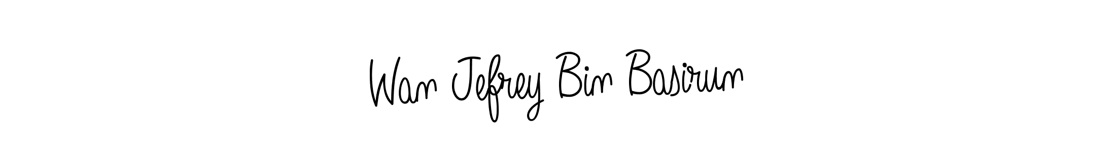 You should practise on your own different ways (Angelique-Rose-font-FFP) to write your name (Wan Jefrey Bin Basirun) in signature. don't let someone else do it for you. Wan Jefrey Bin Basirun signature style 5 images and pictures png