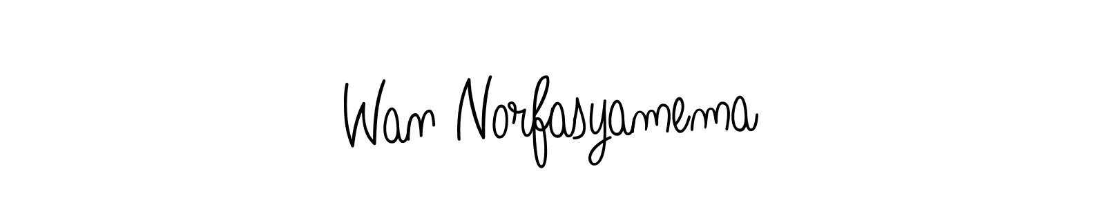 The best way (Angelique-Rose-font-FFP) to make a short signature is to pick only two or three words in your name. The name Wan Norfasyamema include a total of six letters. For converting this name. Wan Norfasyamema signature style 5 images and pictures png
