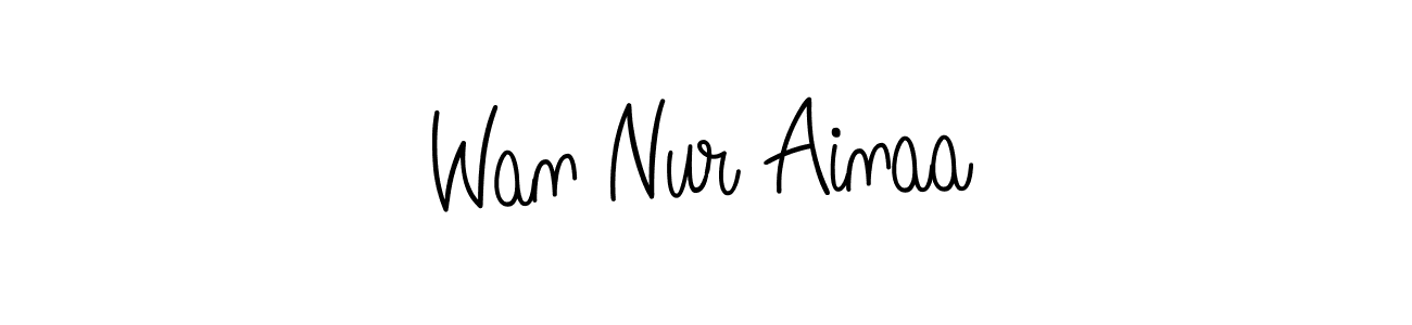 You should practise on your own different ways (Angelique-Rose-font-FFP) to write your name (Wan Nur Ainaa) in signature. don't let someone else do it for you. Wan Nur Ainaa signature style 5 images and pictures png