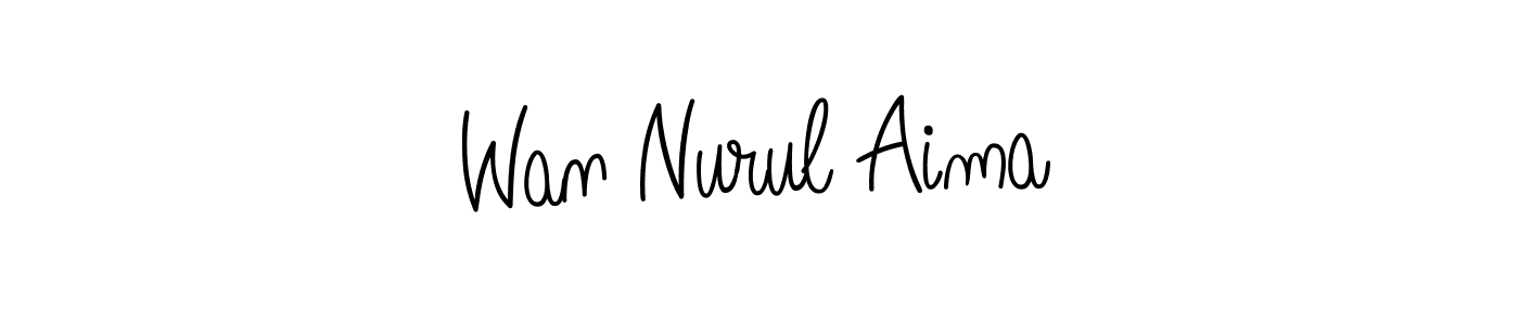 How to Draw Wan Nurul Aima signature style? Angelique-Rose-font-FFP is a latest design signature styles for name Wan Nurul Aima. Wan Nurul Aima signature style 5 images and pictures png