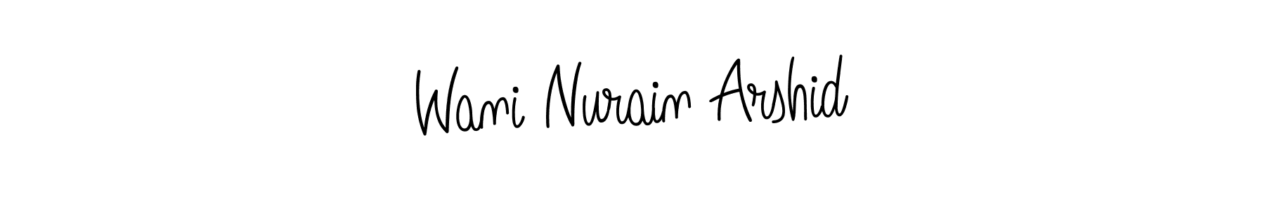 This is the best signature style for the Wani Nurain Arshid name. Also you like these signature font (Angelique-Rose-font-FFP). Mix name signature. Wani Nurain Arshid signature style 5 images and pictures png