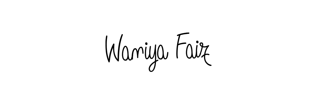 Make a beautiful signature design for name Waniya Faiz. With this signature (Angelique-Rose-font-FFP) style, you can create a handwritten signature for free. Waniya Faiz signature style 5 images and pictures png
