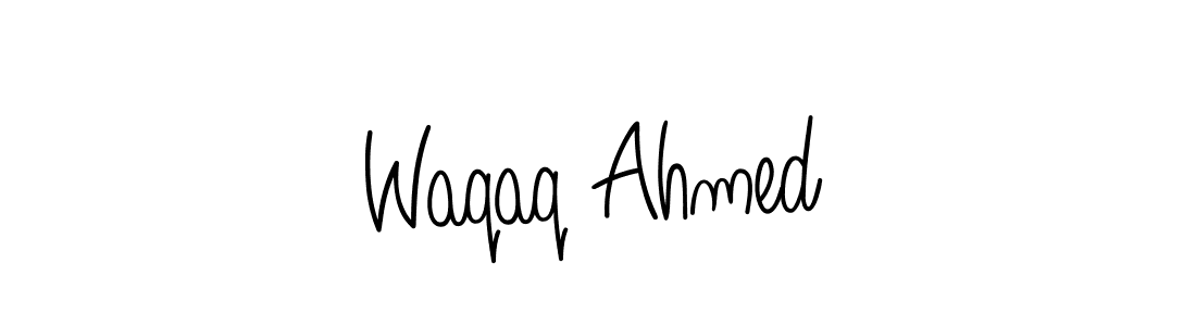 You should practise on your own different ways (Angelique-Rose-font-FFP) to write your name (Waqaq Ahmed) in signature. don't let someone else do it for you. Waqaq Ahmed signature style 5 images and pictures png
