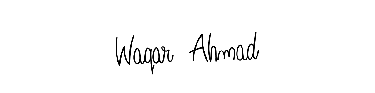 The best way (Angelique-Rose-font-FFP) to make a short signature is to pick only two or three words in your name. The name Waqar  Ahmad include a total of six letters. For converting this name. Waqar  Ahmad signature style 5 images and pictures png