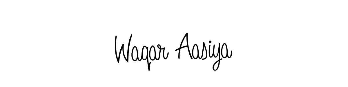 Make a beautiful signature design for name Waqar Aasiya. With this signature (Angelique-Rose-font-FFP) style, you can create a handwritten signature for free. Waqar Aasiya signature style 5 images and pictures png