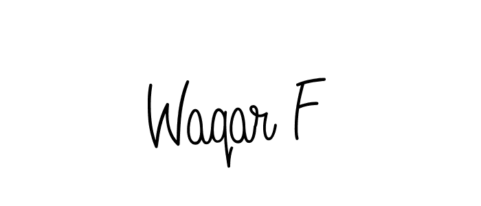 Use a signature maker to create a handwritten signature online. With this signature software, you can design (Angelique-Rose-font-FFP) your own signature for name Waqar F. Waqar F signature style 5 images and pictures png