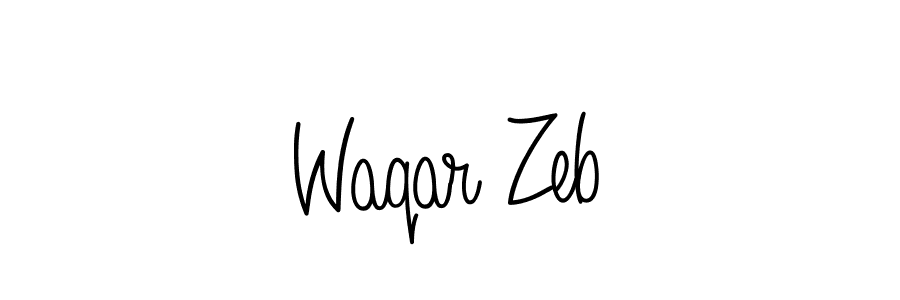 Make a beautiful signature design for name Waqar Zeb. With this signature (Angelique-Rose-font-FFP) style, you can create a handwritten signature for free. Waqar Zeb signature style 5 images and pictures png