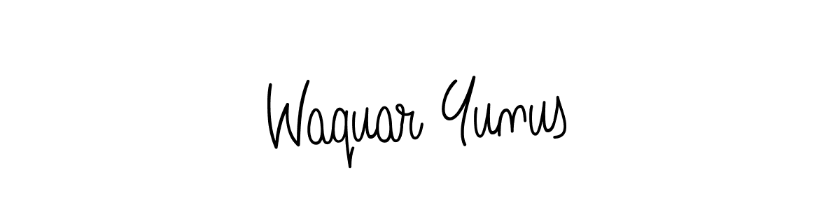 You should practise on your own different ways (Angelique-Rose-font-FFP) to write your name (Waquar Yunus) in signature. don't let someone else do it for you. Waquar Yunus signature style 5 images and pictures png