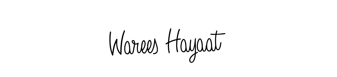 Make a beautiful signature design for name Warees Hayaat. With this signature (Angelique-Rose-font-FFP) style, you can create a handwritten signature for free. Warees Hayaat signature style 5 images and pictures png