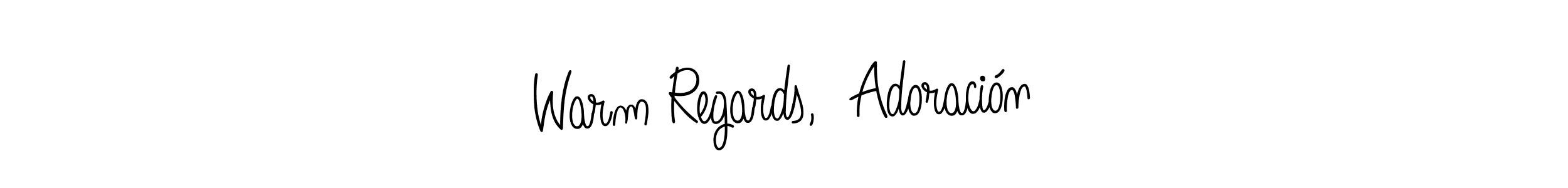 You can use this online signature creator to create a handwritten signature for the name Warm Regards,  Adoración. This is the best online autograph maker. Warm Regards,  Adoración signature style 5 images and pictures png