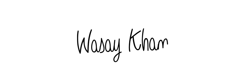 Make a beautiful signature design for name Wasay Khan. With this signature (Angelique-Rose-font-FFP) style, you can create a handwritten signature for free. Wasay Khan signature style 5 images and pictures png