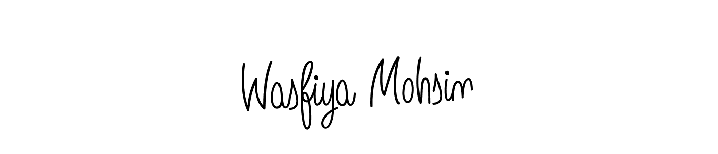 How to make Wasfiya Mohsin name signature. Use Angelique-Rose-font-FFP style for creating short signs online. This is the latest handwritten sign. Wasfiya Mohsin signature style 5 images and pictures png