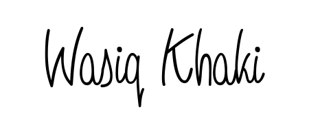 A sleek calligraphic signature for name Wasiq Khaki utilizing Angelique-Rose-font-FFP styling. Great for adding personal signatures to photos and art. Wasiq Khaki signature style 5 images and pictures png