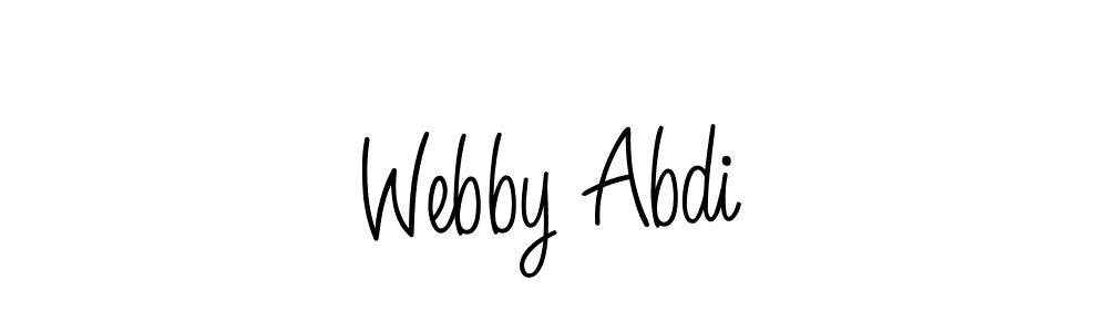 How to make Webby Abdi name signature. Use Angelique-Rose-font-FFP style for creating short signs online. This is the latest handwritten sign. Webby Abdi signature style 5 images and pictures png