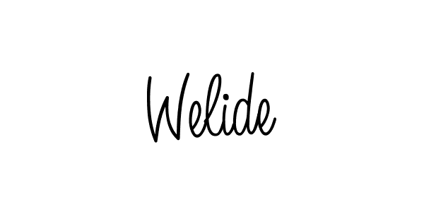 How to make Welide name signature. Use Angelique-Rose-font-FFP style for creating short signs online. This is the latest handwritten sign. Welide signature style 5 images and pictures png