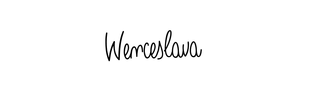 Use a signature maker to create a handwritten signature online. With this signature software, you can design (Angelique-Rose-font-FFP) your own signature for name Wenceslava. Wenceslava signature style 5 images and pictures png