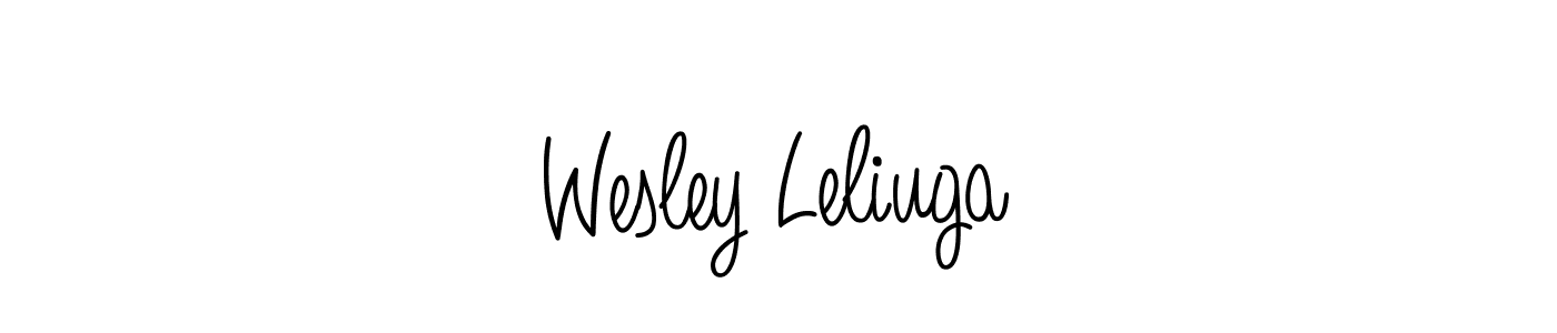How to make Wesley Leliuga name signature. Use Angelique-Rose-font-FFP style for creating short signs online. This is the latest handwritten sign. Wesley Leliuga signature style 5 images and pictures png
