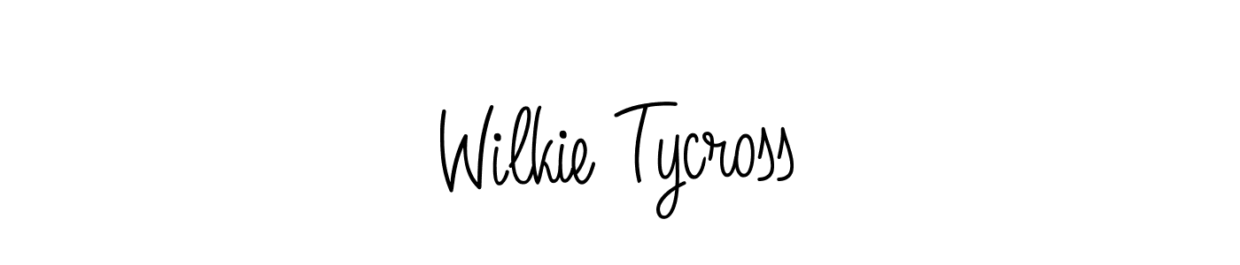 You should practise on your own different ways (Angelique-Rose-font-FFP) to write your name (Wilkie Tycross) in signature. don't let someone else do it for you. Wilkie Tycross signature style 5 images and pictures png