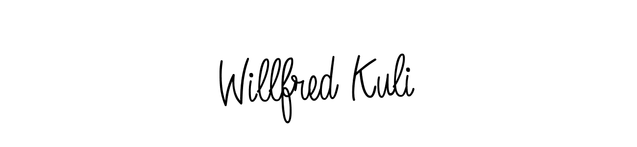 You should practise on your own different ways (Angelique-Rose-font-FFP) to write your name (Willfred Kuli) in signature. don't let someone else do it for you. Willfred Kuli signature style 5 images and pictures png