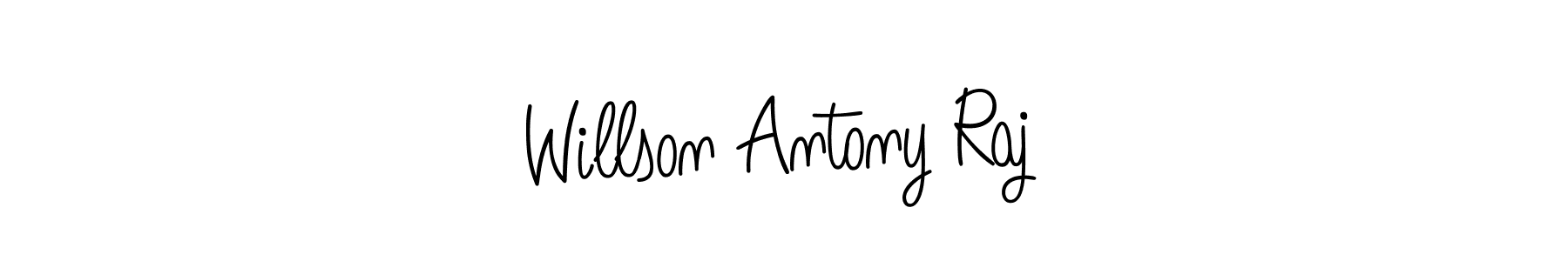 Use a signature maker to create a handwritten signature online. With this signature software, you can design (Angelique-Rose-font-FFP) your own signature for name Willson Antony Raj. Willson Antony Raj signature style 5 images and pictures png
