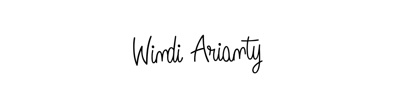 Windi Arianty stylish signature style. Best Handwritten Sign (Angelique-Rose-font-FFP) for my name. Handwritten Signature Collection Ideas for my name Windi Arianty. Windi Arianty signature style 5 images and pictures png