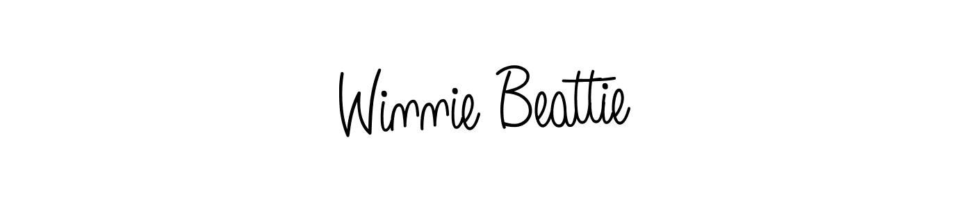 Make a beautiful signature design for name Winnie Beattie. With this signature (Angelique-Rose-font-FFP) style, you can create a handwritten signature for free. Winnie Beattie signature style 5 images and pictures png