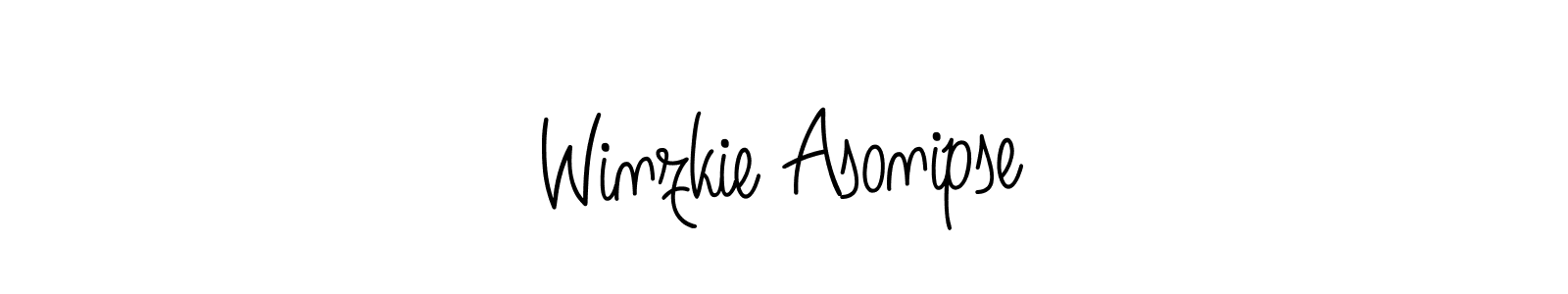 Make a beautiful signature design for name Winzkie Asonipse. With this signature (Angelique-Rose-font-FFP) style, you can create a handwritten signature for free. Winzkie Asonipse signature style 5 images and pictures png