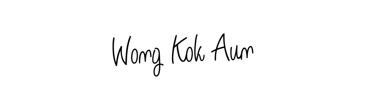 How to make Wong Kok Aun name signature. Use Angelique-Rose-font-FFP style for creating short signs online. This is the latest handwritten sign. Wong Kok Aun signature style 5 images and pictures png