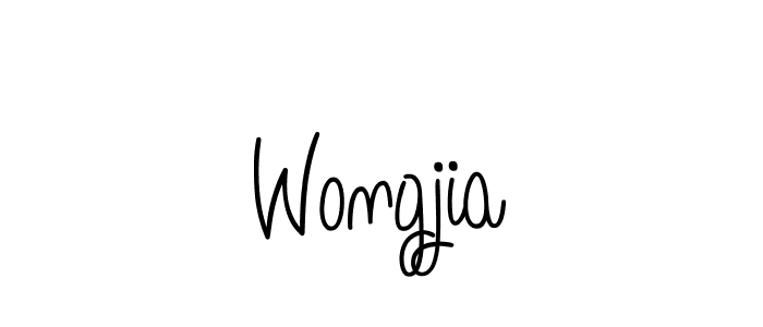 Make a beautiful signature design for name Wongjia. With this signature (Angelique-Rose-font-FFP) style, you can create a handwritten signature for free. Wongjia signature style 5 images and pictures png